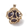 Stainless Steel Braided Pacrame Pouch Gemstone Pendants PALLOY-JF02735-01-3