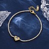 304 Stainless Steel Cubic Zirconia Link Chain Bracelets for Women NJEW-Z067-01G-02-2