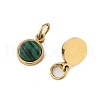 Ion Plating(IP) Synthetic Malachite Half Round Charms with Jump Ring STAS-A097-05G-11-2