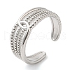 Non-Tarnish 304 Stainless Steel Hollow Open Cuff Ring for Women RJEW-I098-28P-1