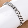 304 Stainless Steel Cuban Link & Panther chain Bracelets for Women Men BJEW-R018-11P-3