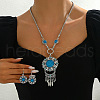 Flower Bohemian Ethnic Style Zinc Alloy & Resin Pendant Necklace & Dangle Earring Sets FS-WGD47C5-01-3