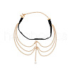 Leaf Alloy Tassel with Plastic Pearl Leg Chains FS-WG851ED-01-4