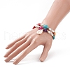 2Pcs 2 Style Starfish & Tortoise Synthetic Turquoise(Dyed) & Glass Pearl Beaded Stretch Bracelets Set BJEW-JB08994-3