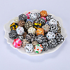 Colorful Pattern Printed Silicone Focal Beads SI-JX0022A-07-6