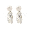 Brass Leaf Stud Earrings EJEW-A121-11S-2