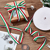 50 Yards Tricolor Polyester Striped Grosgrain Ribbon OCOR-WH0078-199B-5