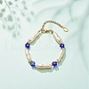 ABS Imitation Pearl & Millefiori Glass Beaded Bracelet for Women BJEW-JB08434-2
