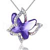 Butterfly Brass Pave Glass Birth Stone Pendant Necklaces FS-WG3BB0A-10-3