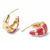 Brass Enamel Stud Earrings EJEW-A093-06G-3