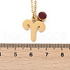 304 Stainless Steel Glass Drill Birth Stone Constellation Pendant Necklaces STAS-D305-08G-A-2