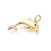 Brass Micro Pave Clear Cubic Zirconia Pendants KK-Q040-03H-G-2