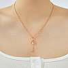 Elegant Brass Pave Clear Cubic Zirconia Iris Flower Key Pendant Necklaces HJ7231-1