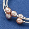 Mother's Day Jewellery Three-Loops Brass & Natural Freshwater Pearl Beaded Wrap Bracelets for Women BJEW-F470-04S-02-3