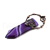 Dyed Natural Purple Banded Agate & Amethyst Sword Shape Big Pendants G-Q350-07L-2