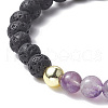 Natural & Synthetic Mixed Gemstone & Alloy Saint Benedict Beaded Strech Bracelets for Women BJEW-JB09343-4