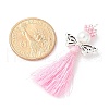 Glass Pearl Round Beaded with Polycotton Tassel Big Pendants PALLOY-MZ00612-03-4