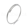304 Stainless Steel Open Cuff Bangle with Oval Beaded BJEW-C031-01P-1
