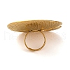 Ion Plating(IP) 304 Stainless Steel Flat Round Open Cuff Rings RJEW-M047-13G-3