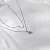 Stainless Steel Pave Clear Cubic Zirconia Star Pendant Double Layer Necklaces for Women's Daily Wear HB1579-1-1