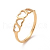 Ion Plating(IP) 201 Stainless Steel Hollow Heart Finger Ring for Women RJEW-J051-09G-1
