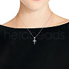 304 Stainless Steel Pave Natural Paua Shell Religion Cross Pendant Necklaces for Women FS-WG66782-01-4