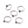 Dolphin Natural Labradorite Adjustable Rings RJEW-G273-12P-01-1