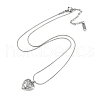 304 Stainless Steel Clear Cubic Zirconia Heart Pendant Round Snake Chain Necklaces for Women NJEW-Z044-04P-2