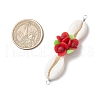 Natural Cowrie Shell & Flower Handmade Polymer Clay Connector Charms PALLOY-JF03797-2