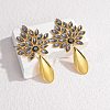 304 Stainless Steel Glass Stud Earrings for Women EJEW-M095-11G-02-1
