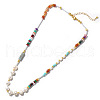 Mother's Day Jewellery Bohemian Style Natural Freshwater Pearl & Brass Abacus Beaded Necklaces LM7367-1