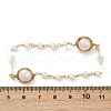 Round Brass Natural Freshwater Pearl Tassel Stud Earrings EJEW-U072-02G-5