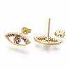 Brass Micro Pave Colorful Cubic Zirconia Stud Earrings EJEW-S208-039-1