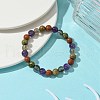 Synthetic Smoky Quartz & Natural Unakite & Amethyst & Red Jasper Round Beaded Stretch Bracelets BJEW-JB10910-07-2