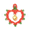 Glass Seed Beaded Heart Pendants PALLOY-MZ00588-03-1