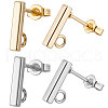 Beebeecraft 80Pcs 2 Color 304 Stainless Steel Rectangle Stud Earring Findings STAS-BBC0002-47-1