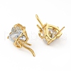 Cubic Zirconia Heart with Bowknot Stud Earrings EJEW-B013-10G-3