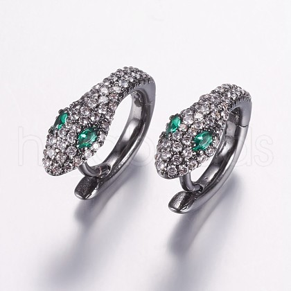 Brass Micro Pave Cubic Zirconia Hoop Earrings EJEW-F134-01B-1