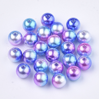 Rainbow ABS Plastic Imitation Pearl Beads OACR-Q174-12mm-06-1