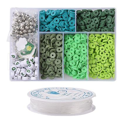 DIY Saint Patrick's Day Polymer Clay Beads Bracelet Making kit DIY-TZ0001-10-1