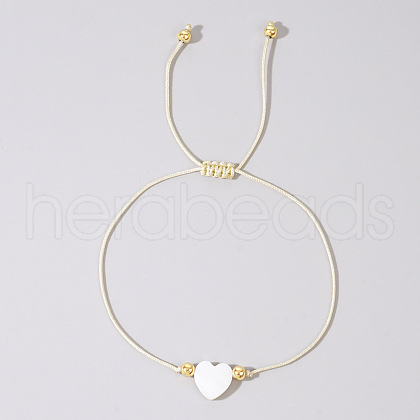Adjustable Rainbow Dyed Shell Heart Braided Bead Bracelets for Women JE7458-7-1