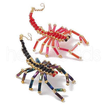 2Pcs Glass Seed Beaded Pendants PALLOY-MZ00405-1