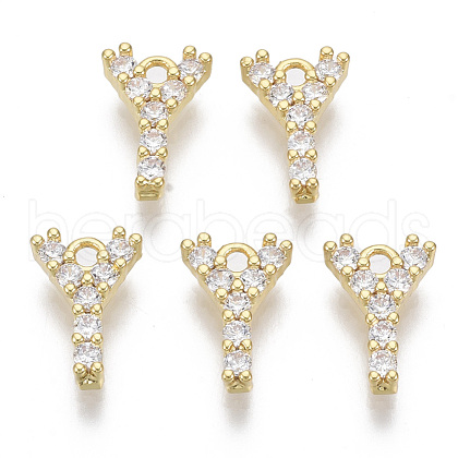 Brass Micro Pave Cubic Zirconia Charms KK-T060-05-Y-G-NF-1