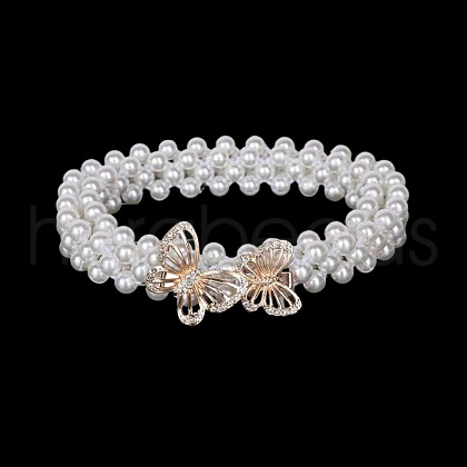 Alloy Crystal Rhinestone & Plastic Imitation Pearl Beaded Waist Belly Chains for Women FS-WG4F3BE-07-1