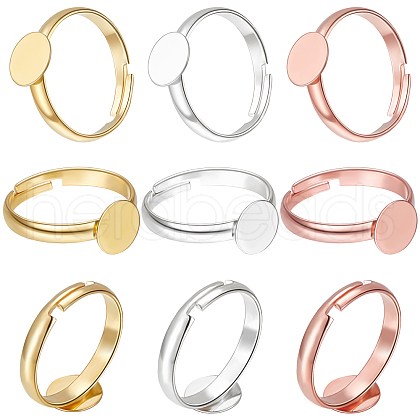 Beebeecraft 60Pcs 3 Colors Adjustable Brass Finger Rings Components KK-BBC0005-39-1