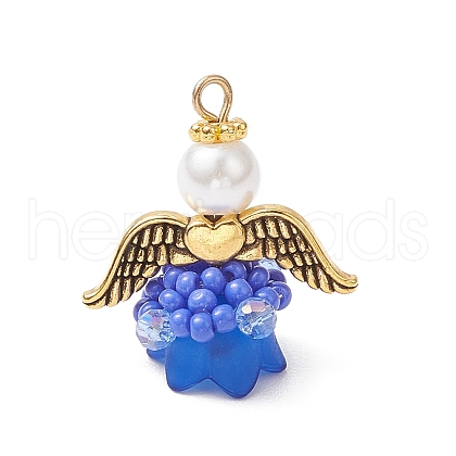 Glass Seed Beaded Angel Pendants PALLOY-MZ00713-05-1