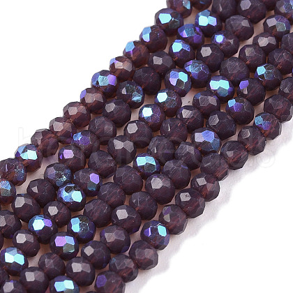 Electroplate Opaque Solid Color Glass Beads Strands EGLA-A044-P1mm-L11-1