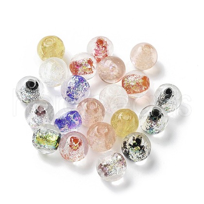 Handmade Foil Glass Beads LAMP-P068-02-1