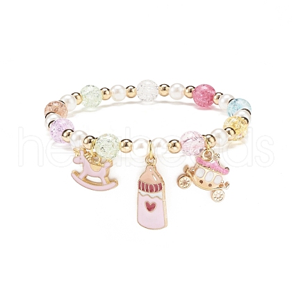 Colorful Alloy Enamel Cute Charms Bracelet BJEW-JB08661-05-1