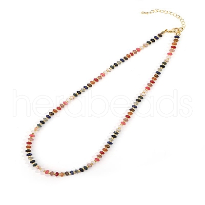 Colorful Natural Mixed Stone Rondelle Beaded Necklaces for Summer Beach Style CL7611-2-1